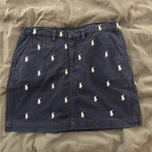 Polo by Ralph Lauren Embroidered Mini Skirt in Dark Blue